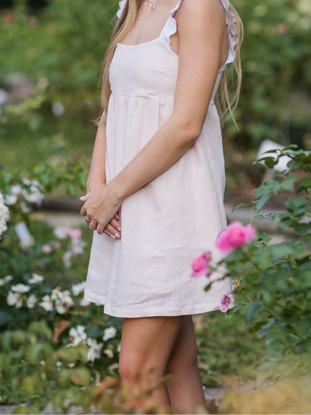 KOCH Light Pink Shimmer Mini Dress with Lace Straps Size: XS
